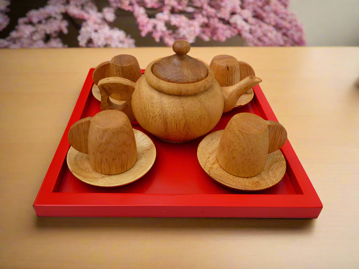 Japanese Wooden Tea Set - QToys | Wooden Toy NZ