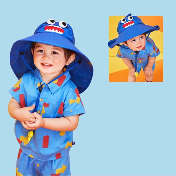 Lemonkid Shark Wide Brim Sun Hat for Toddlers – Extra Coverage