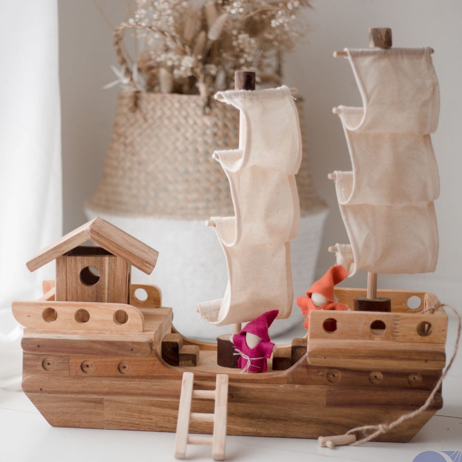 Wooden Pirate Ship - QToys | Wooden Toy NZ