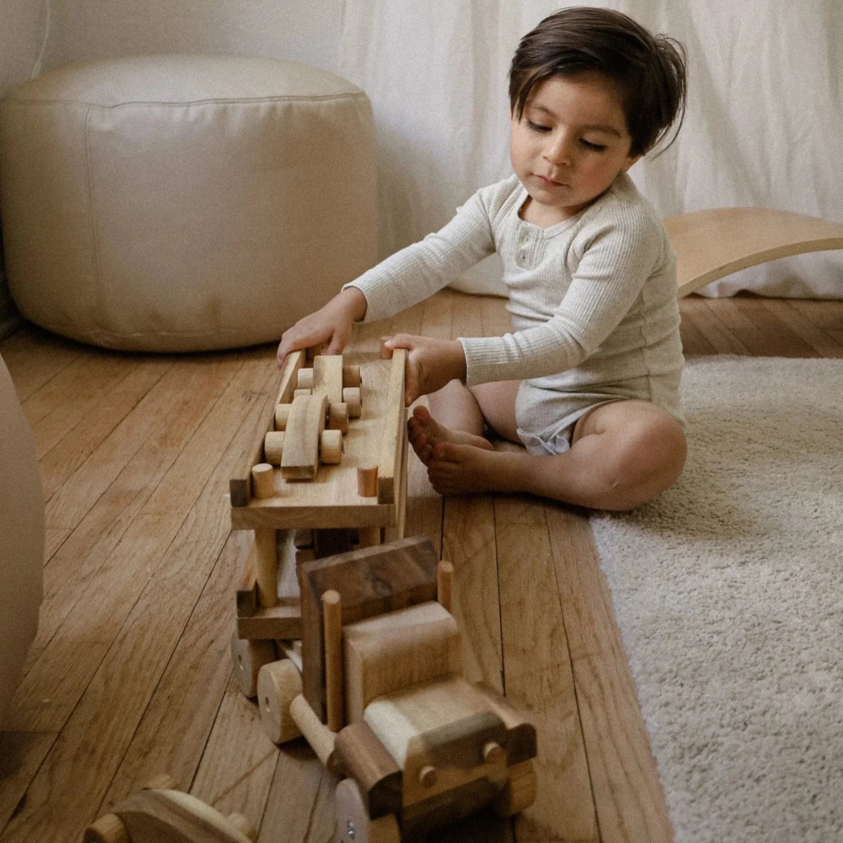 Wooden Car Transport Truck - QToys | Wooden Toy NZ