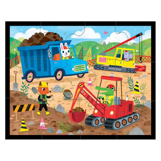 Construction Site 12pc Pouch Puzzle By Mudpuppy: Ages 2+