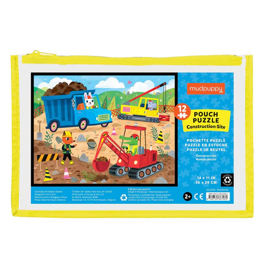Construction Site 12pc Pouch Puzzle By Mudpuppy: Ages 2+