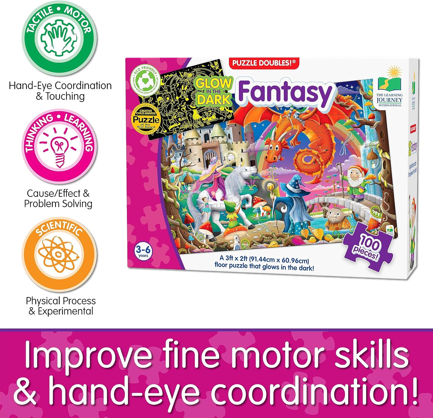 Double Glow in the Dark Fantasy Puzzle By The Learning Journey: Ages 3+