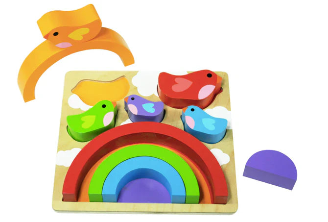 Bird And Rainbow Wooden Puzzle - Kiddie Connect