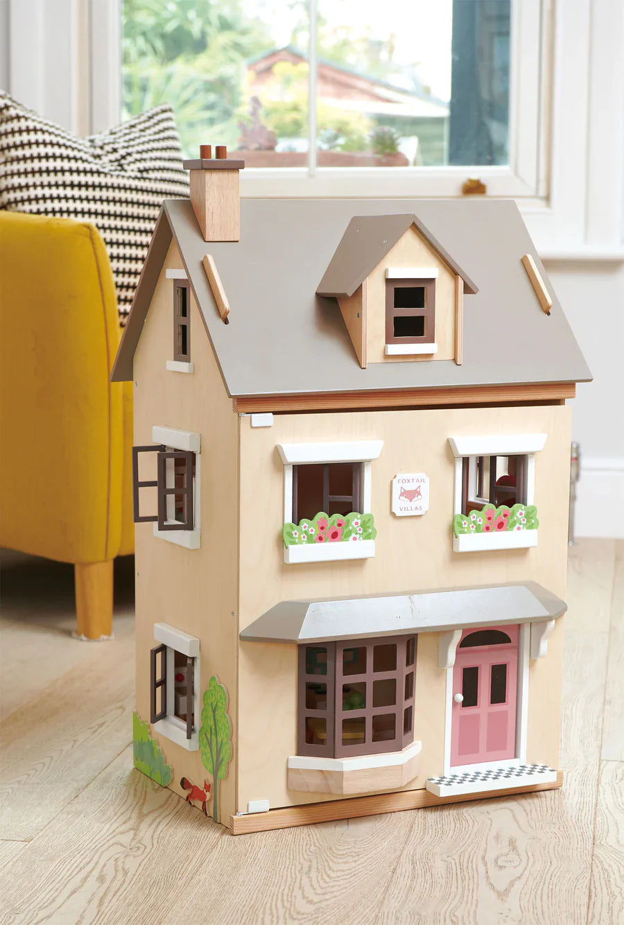 Foxtail Villa Wooden Dollhouse – 2-Storey Doll House with Attic | Tender Leaf Toys