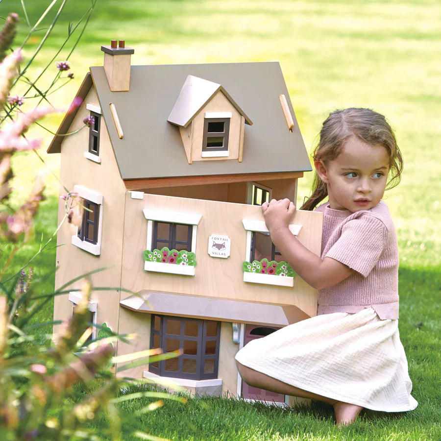 Foxtail Villa Wooden Dollhouse – 2-Storey Doll House with Attic | Tender Leaf Toys