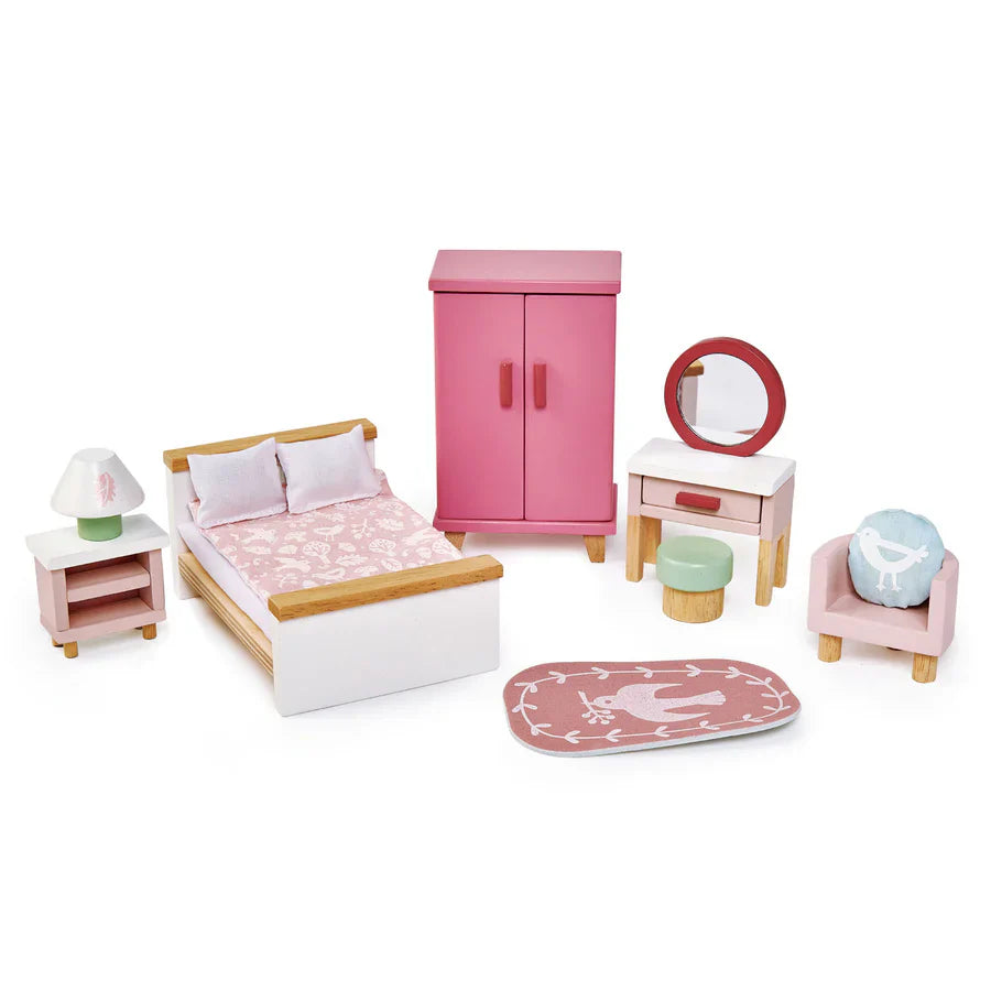 Wooden Doll House Bedroom Furniture Set - Tender Leaf Toys | Doll House Furniture NZ