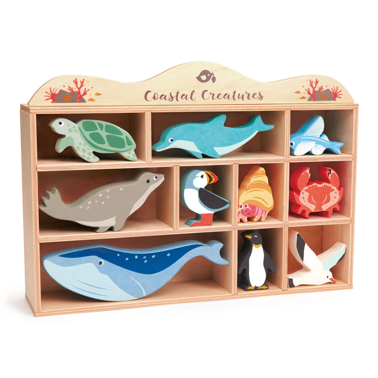 Coastal Creatures Wooden Stacking & Display Set - Tender Leaf Toys | Wooden Toy NZ