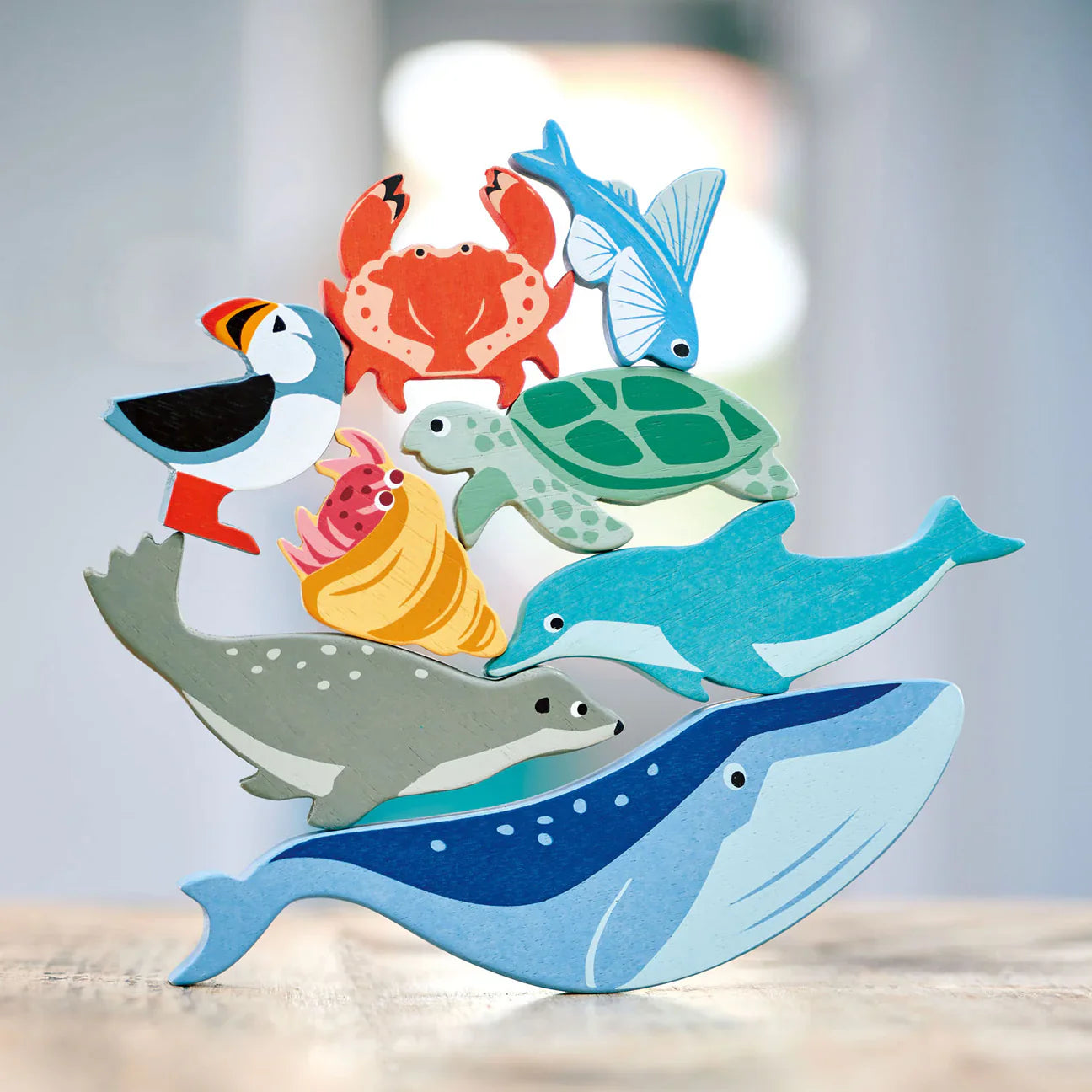 Coastal Creatures Wooden Stacking & Display Set - Tender Leaf Toys | Wooden Toy NZ