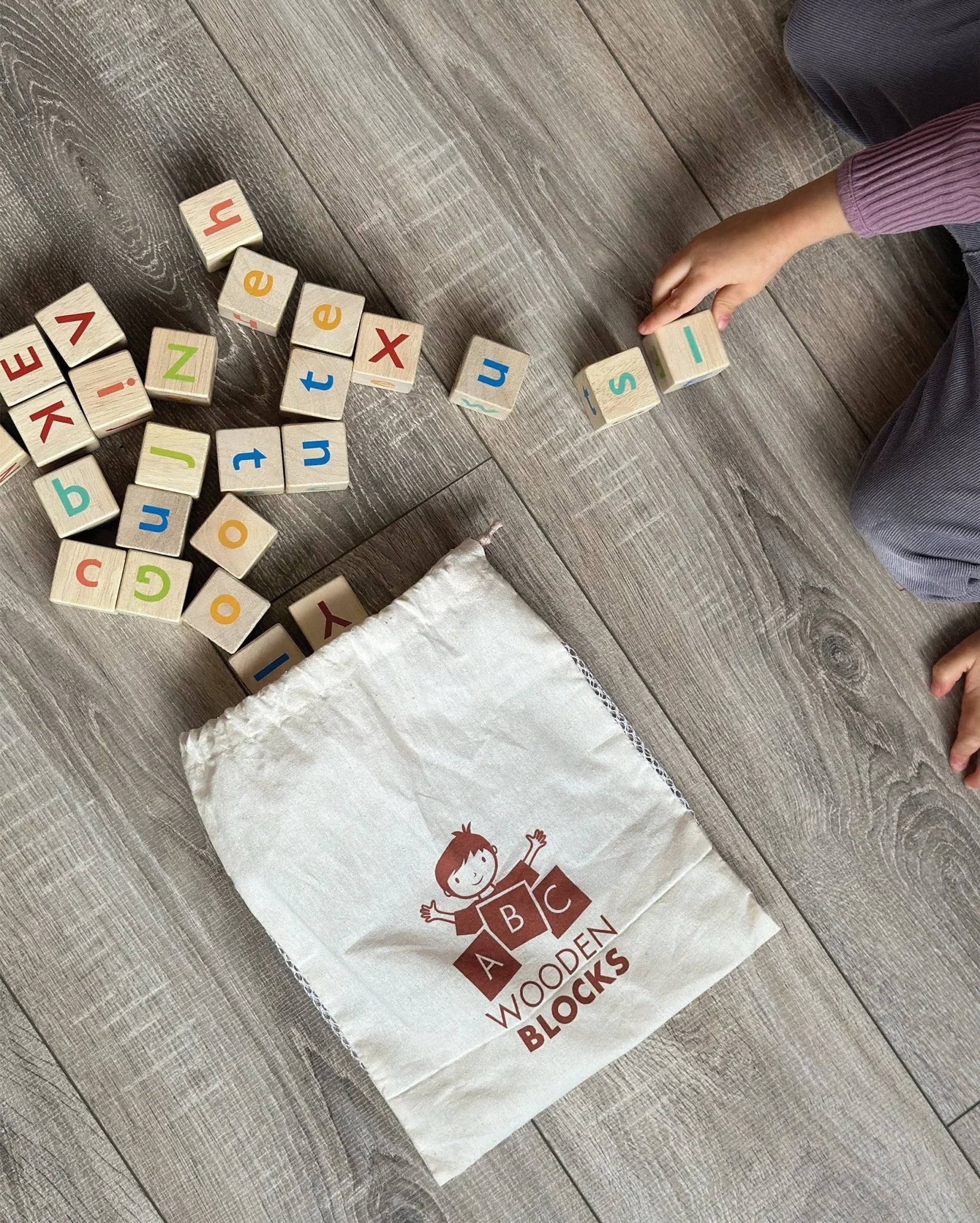 Alphabet Spelling Blocks – Mentari | Wooden Toy NZ