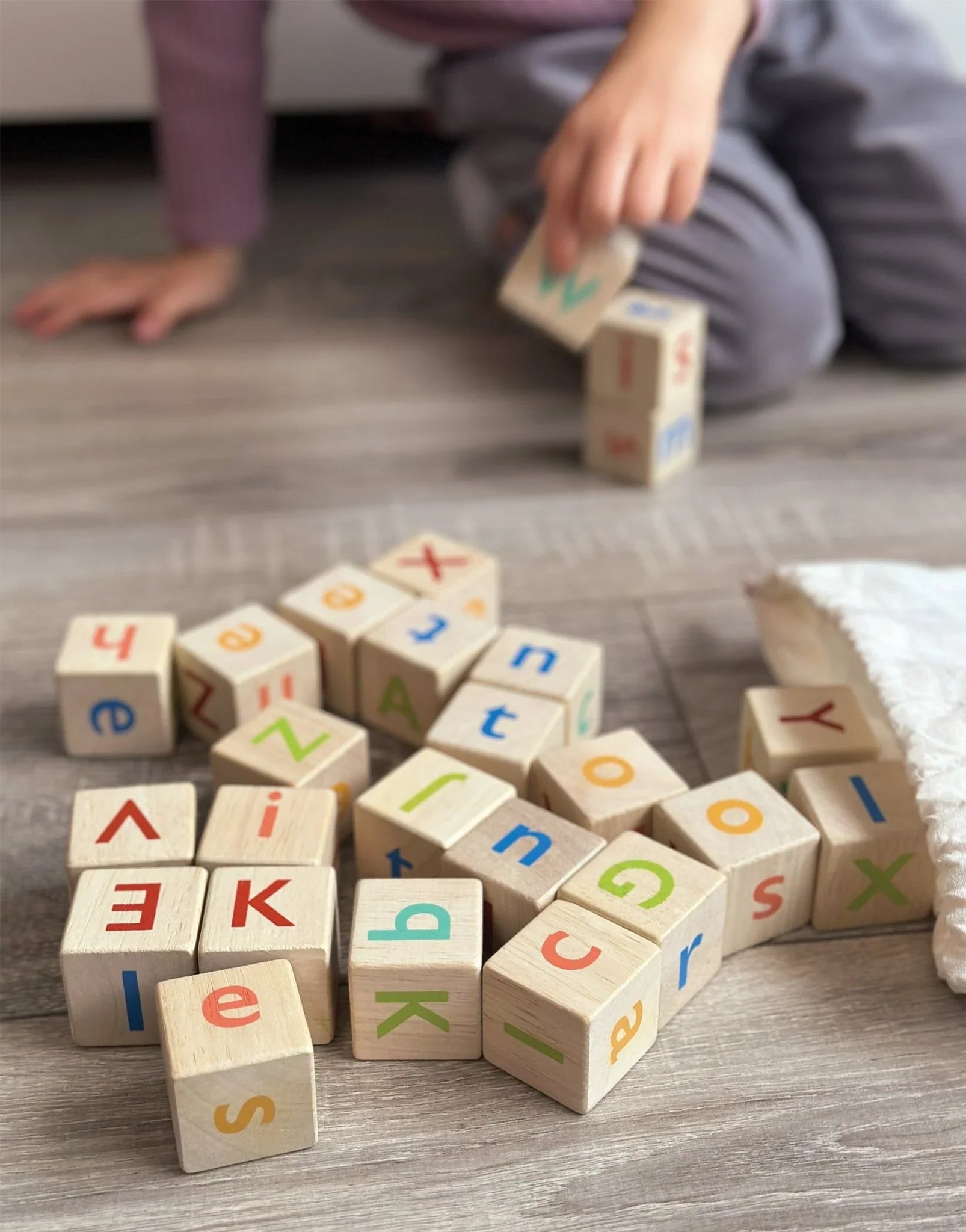 Alphabet Spelling Blocks – Mentari | Wooden Toy NZ