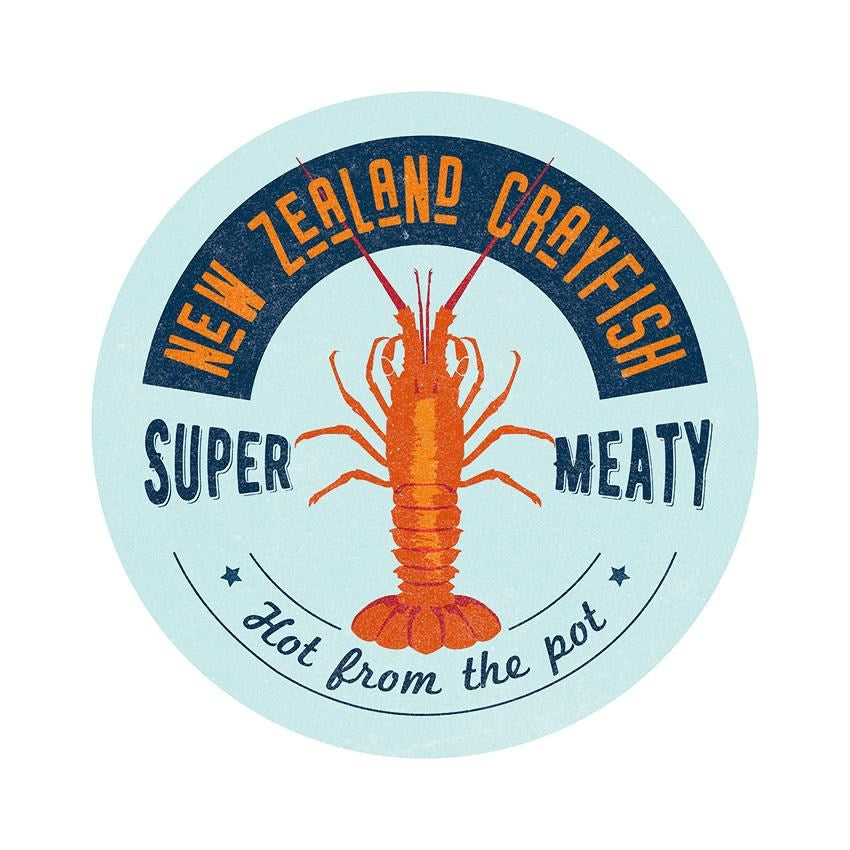 NZ Seafood Crayfish Ceramic Coaster (4 Pack) by 100% NZ