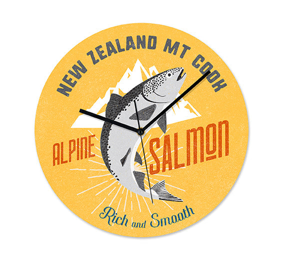 NZ Seafood Salmon Frameless Clock by 100%NZ