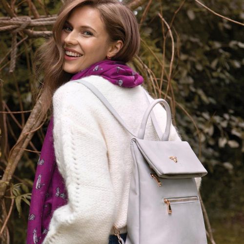Purple Signature Animal Print Scarf by Fable England