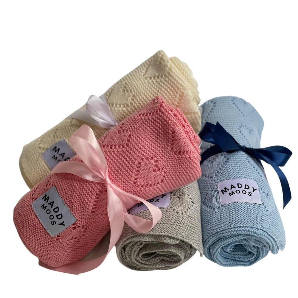 Maddy Moos Cotton Baby Blanket - Blue