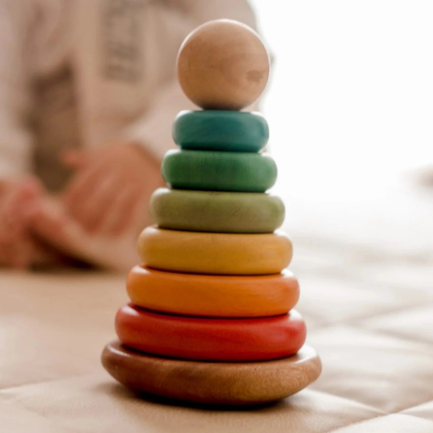 Wooden Bouncing Stacking Rings - QToys | Wooden Toy NZ