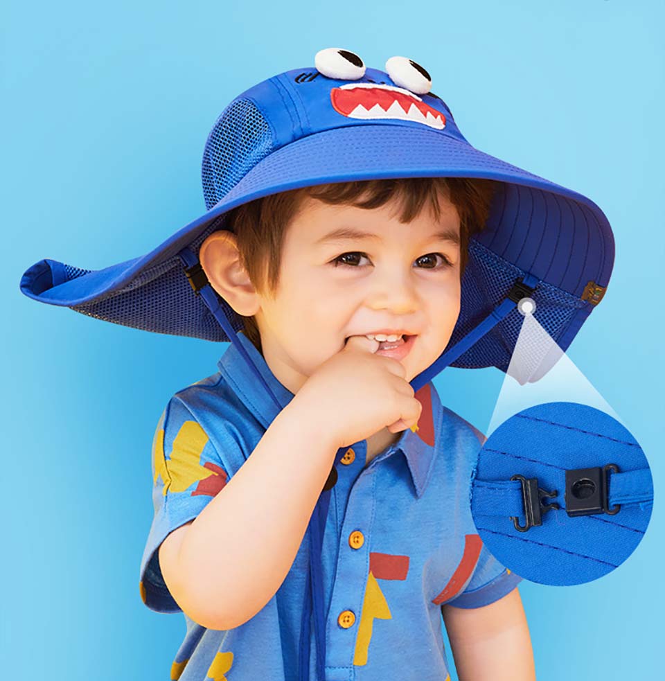 Lemonkid Shark Wide Brim Sun Hat for Toddlers – Extra Coverage