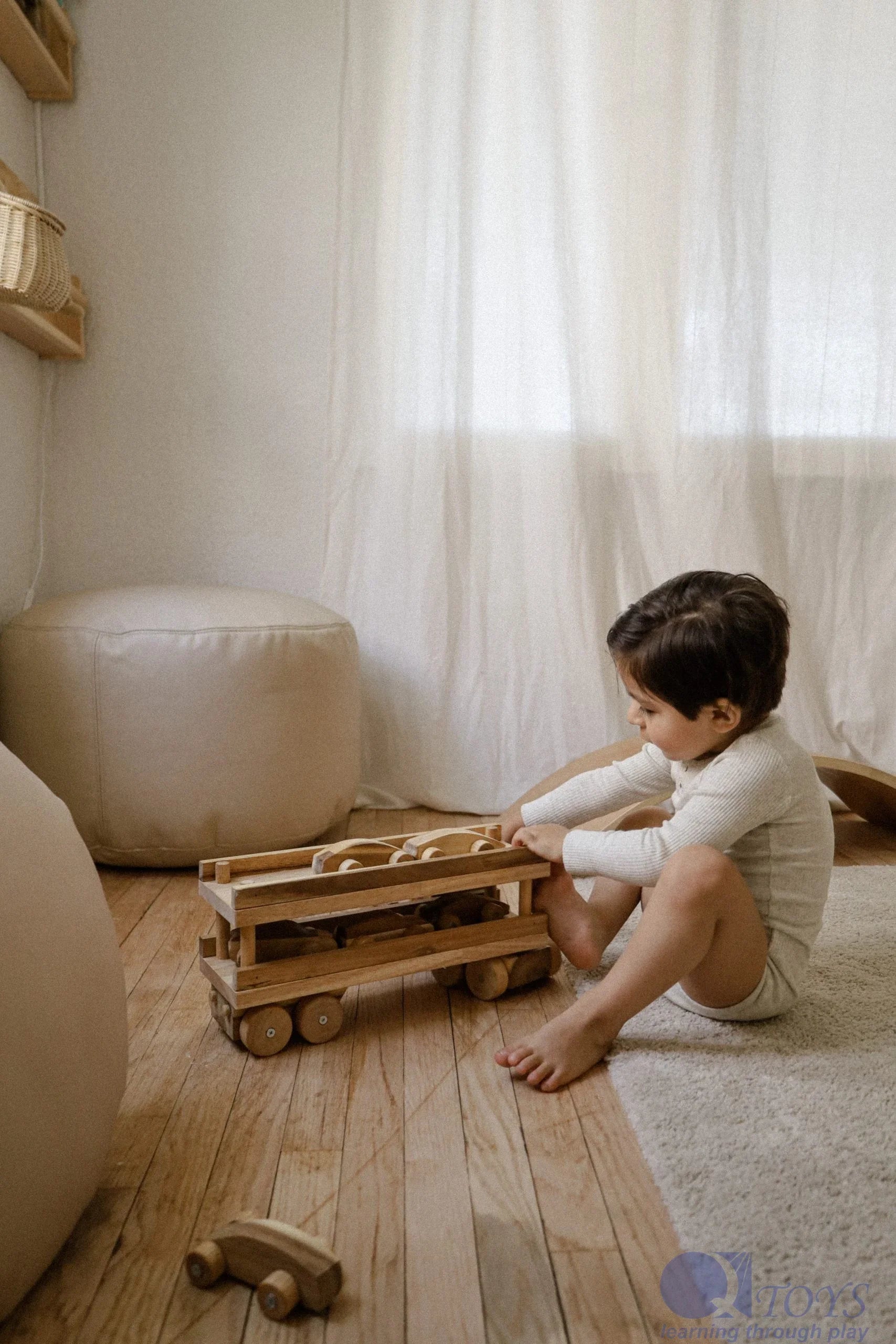 Wooden Car Transport Truck - QToys | Wooden Toy NZ