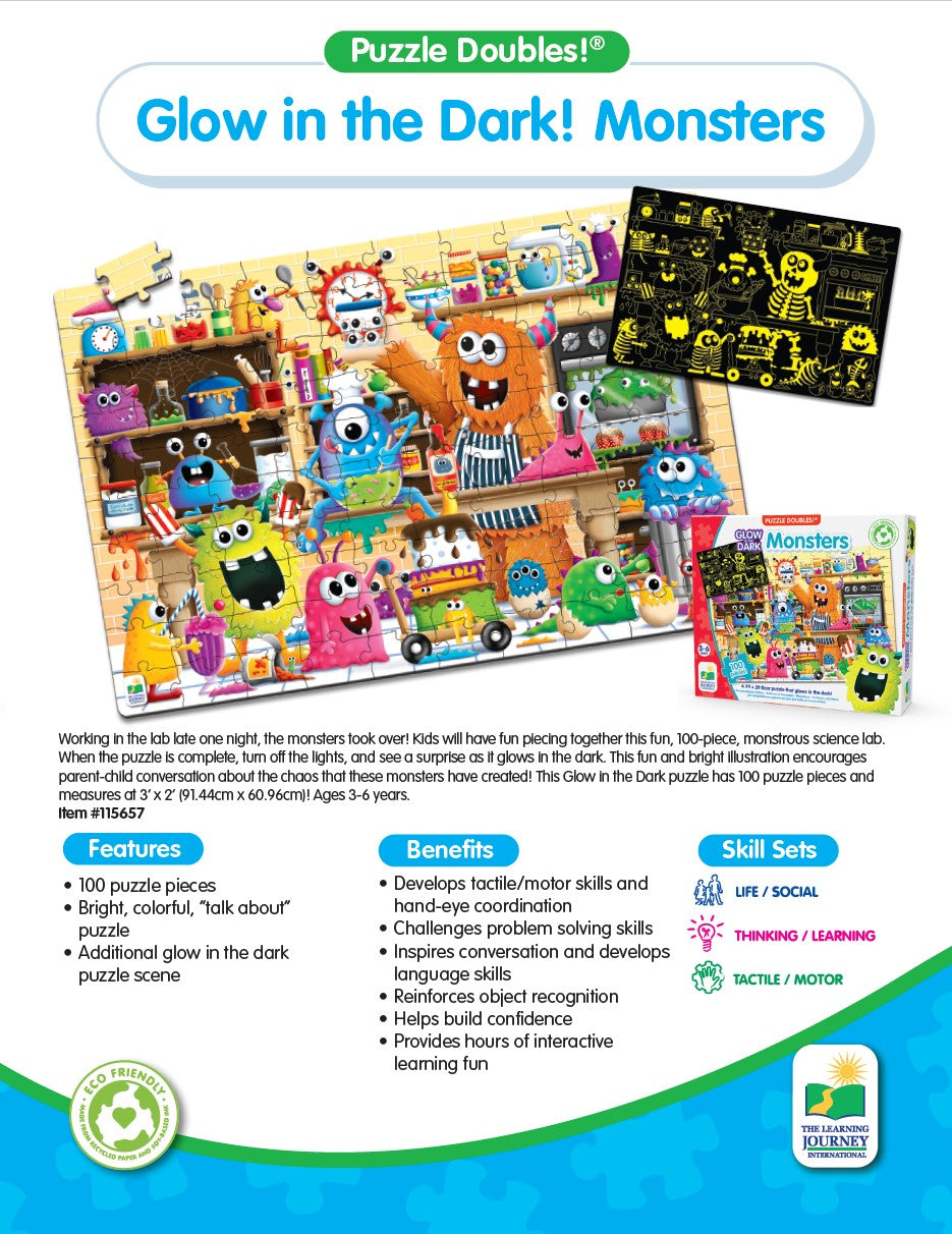 Double Glow in the Dark Monsters Puzzle By The Learning Journey: Ages 3-6 Years