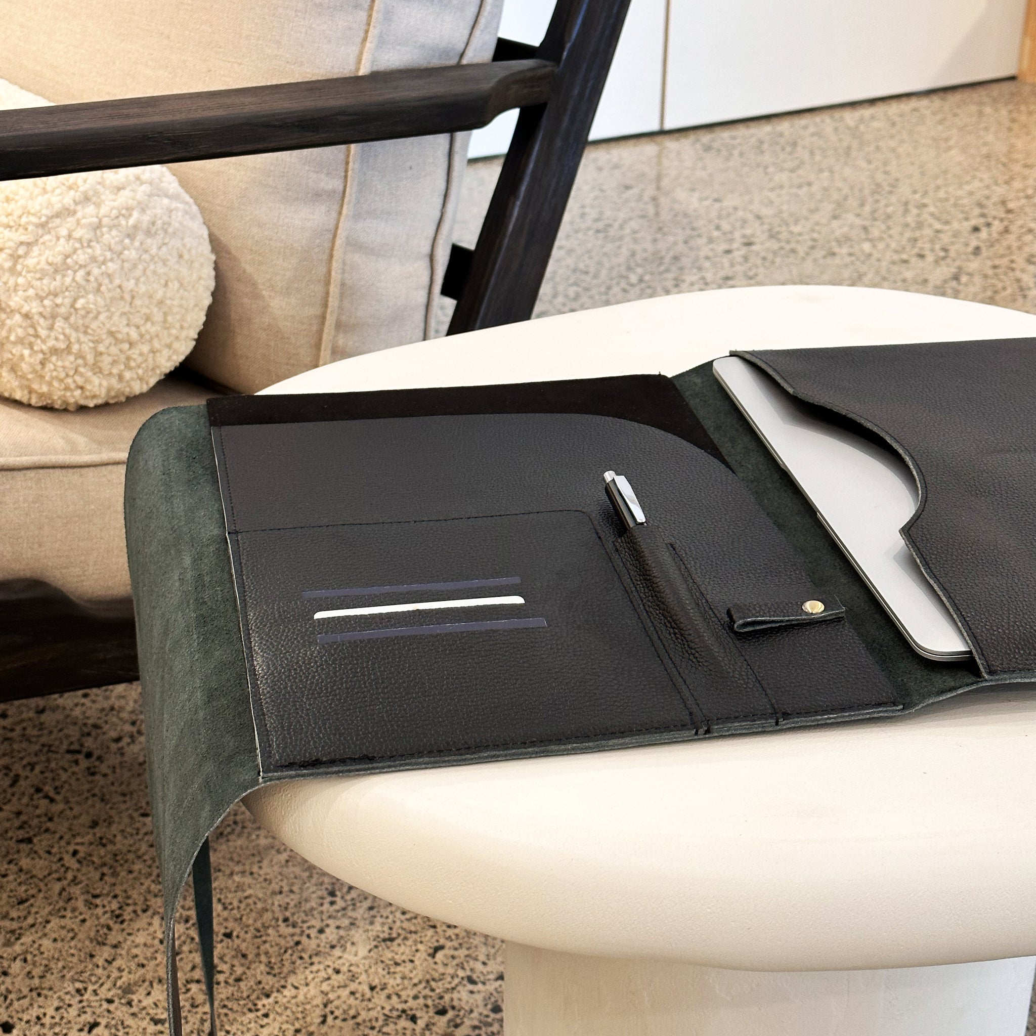 A4 Lewis Leather Folder in Black or Tan by Duffle&Co