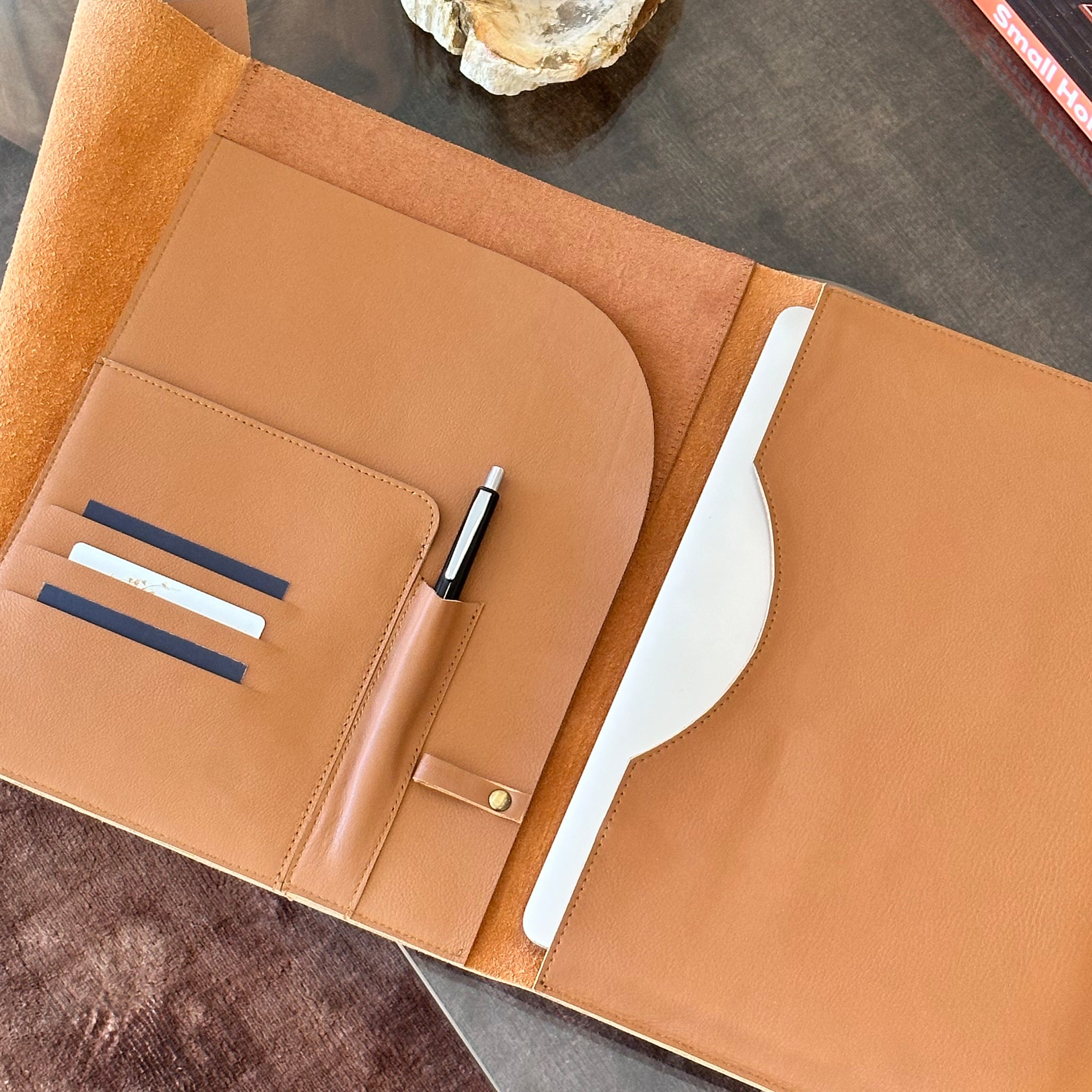 A4 Lewis Leather Folder in Black or Tan by Duffle&Co
