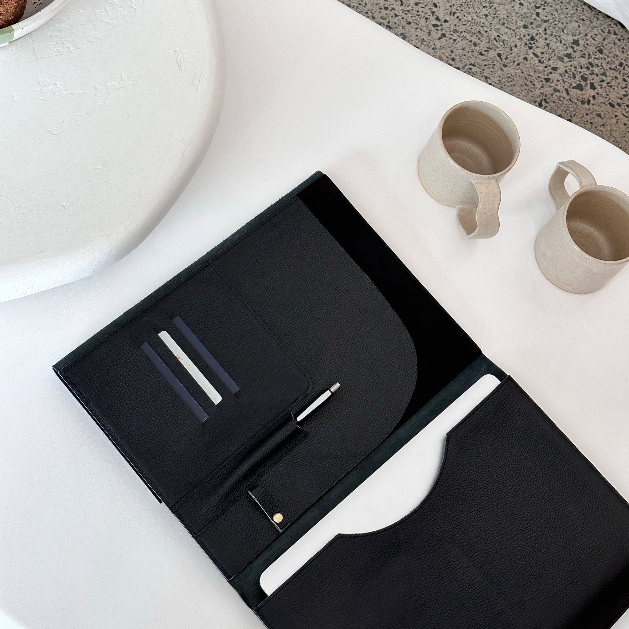 A4 Lewis Leather Folder in Black or Tan by Duffle&Co