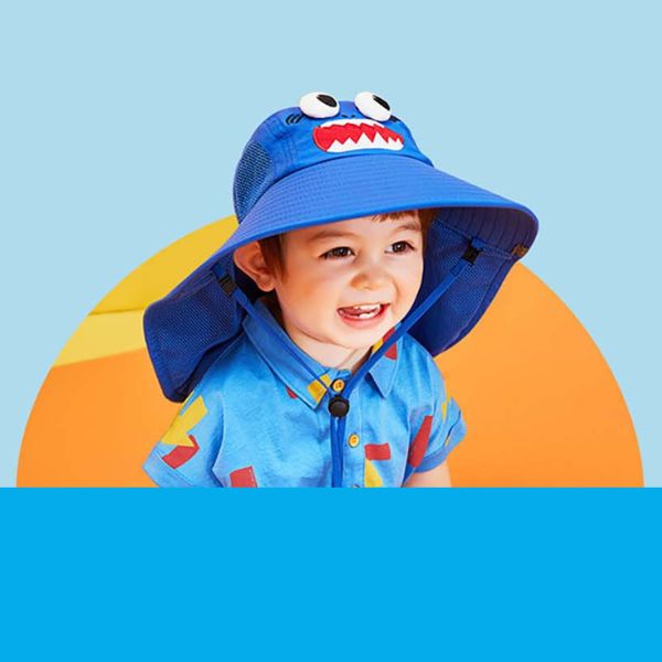 Lemonkid Shark Wide Brim Sun Hat for Toddlers – Extra Coverage