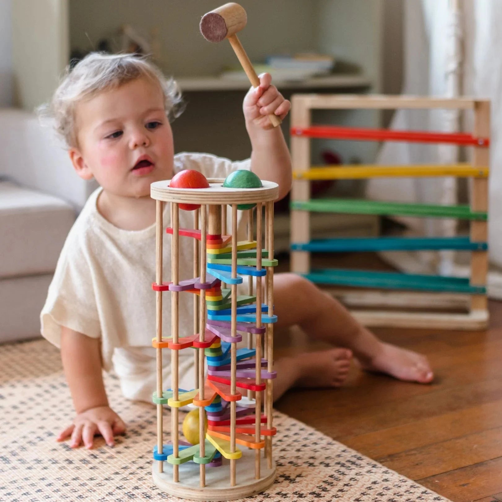 Pound a Ball Tower - QToys | Wooden Toy NZ