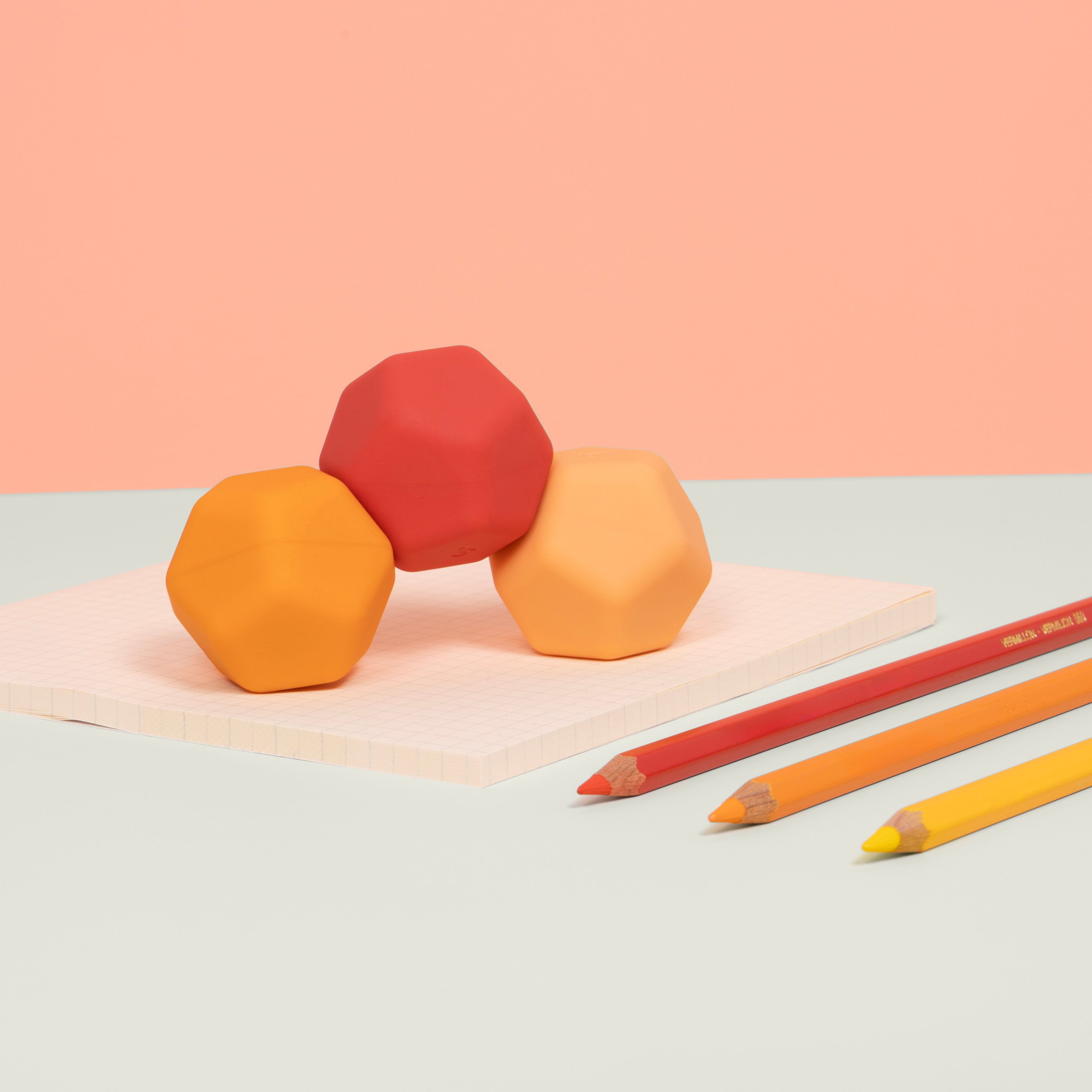 Soft Silicon covered Fidget Magnets: 3pc Set in Orange By Speks