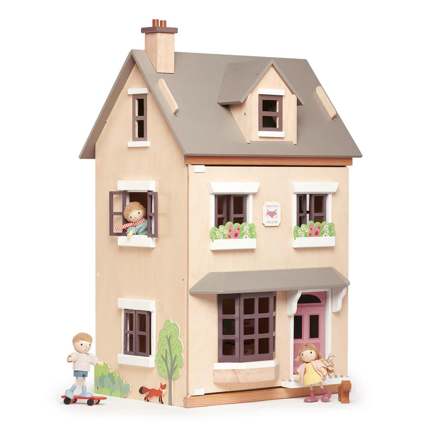 Foxtail Villa Wooden Dollhouse – 2-Storey Doll House with Attic |  Tender Leaf Toys