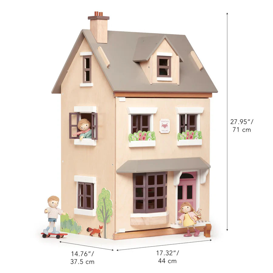 Foxtail Villa Wooden Dollhouse – 2-Storey Doll House with Attic |  Tender Leaf Toys