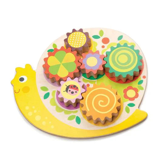 Snail Whirls Wooden Gear Puzzle - Tender Leaf Toys | Wooden Toy NZ