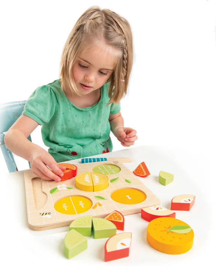 Wooden Citrus Fractions Puzzle - Tender Leaf Toys | Wooden Toy NZ