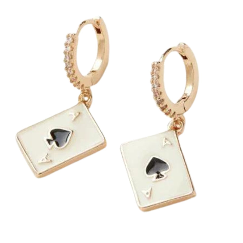 Enamel Ace of Spades Huggie Earrings by Fable England