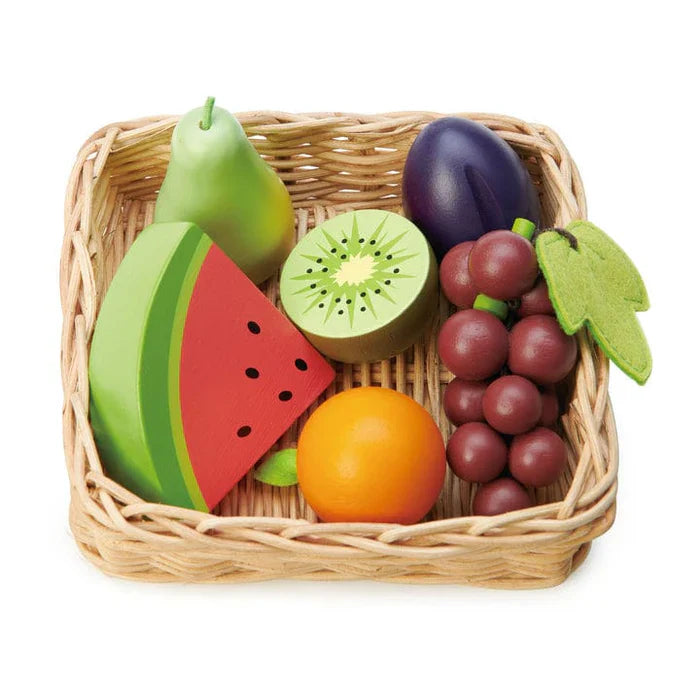 Wooden Fruit Basket - Tender Leaf Toys | Play Food Set