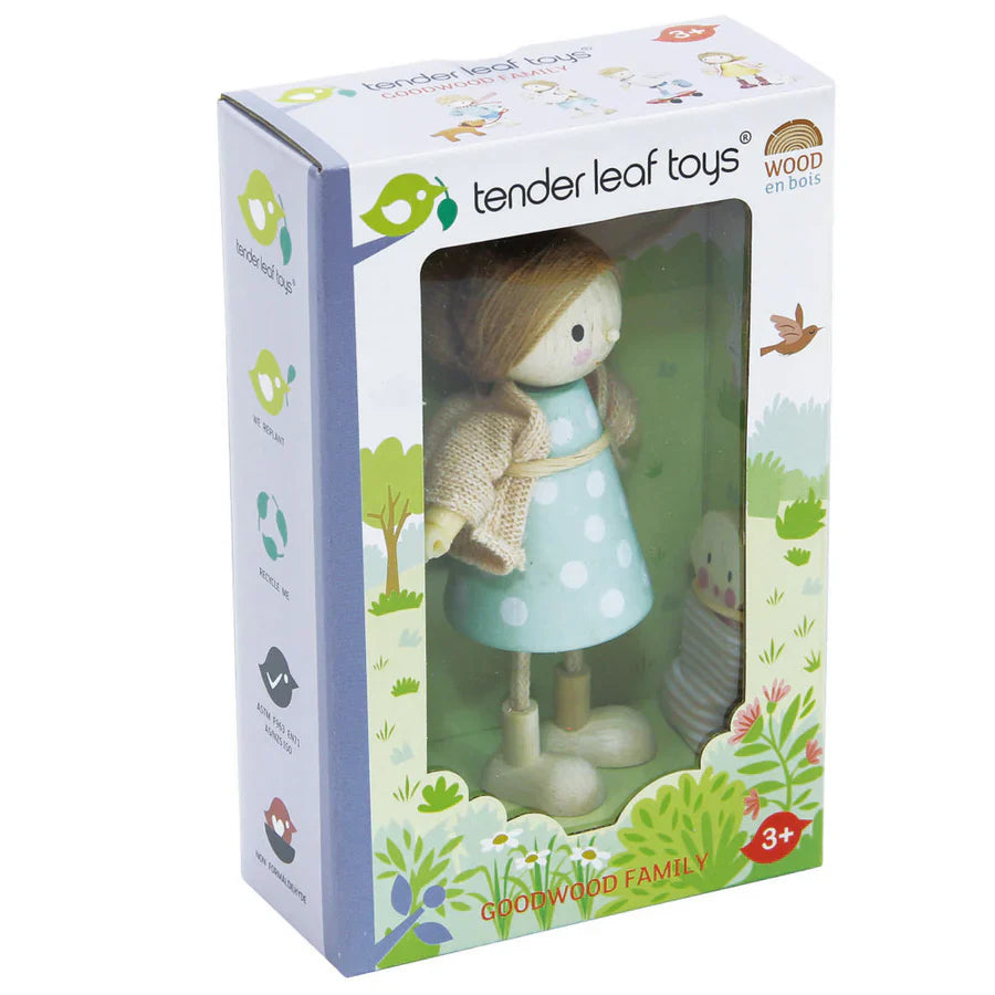 Mrs Goodwood Wooden Doll with Baby - Tender Leaf Toys | Wooden Doll NZ