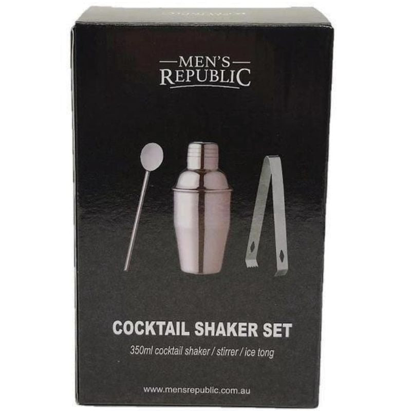 Cocktail Shaker and Bar 3pc Gift Set by Men's Republic