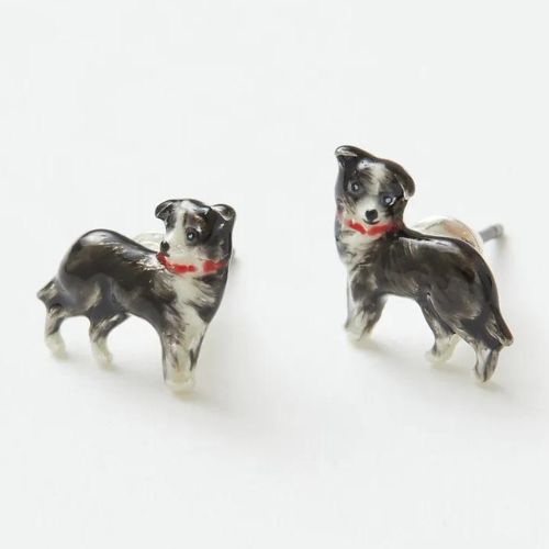 Enamel Collie Dog Stud Earrings by Fable England