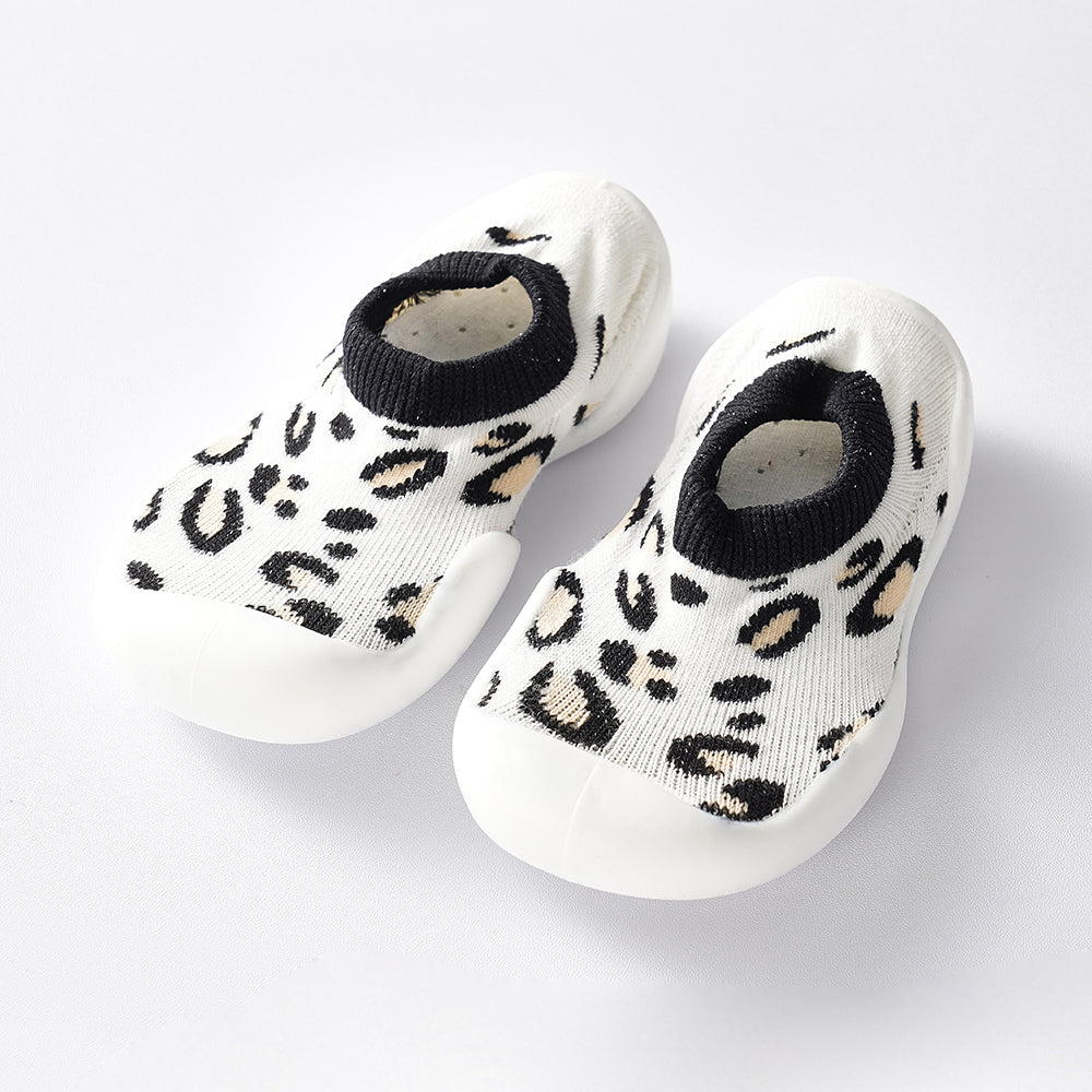 Baby Pre-Walkers / Toddler Shoe Socks - White Leopard Print