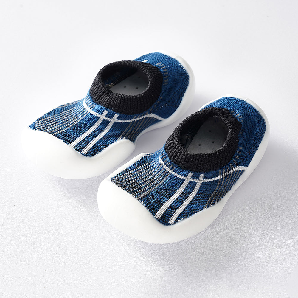 Baby Pre-Walkers / Toddler Shoe Socks - Blue and Stripes