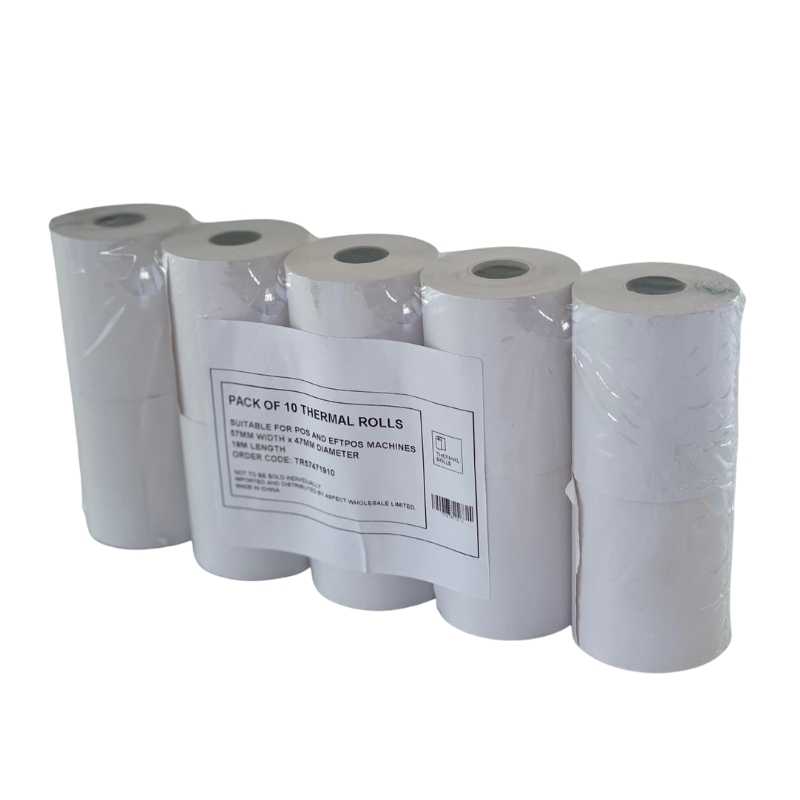 Thermal Rolls 57MM(W) X 47MM(D) X 19M Length - 10 PACK by Items Online Ltd