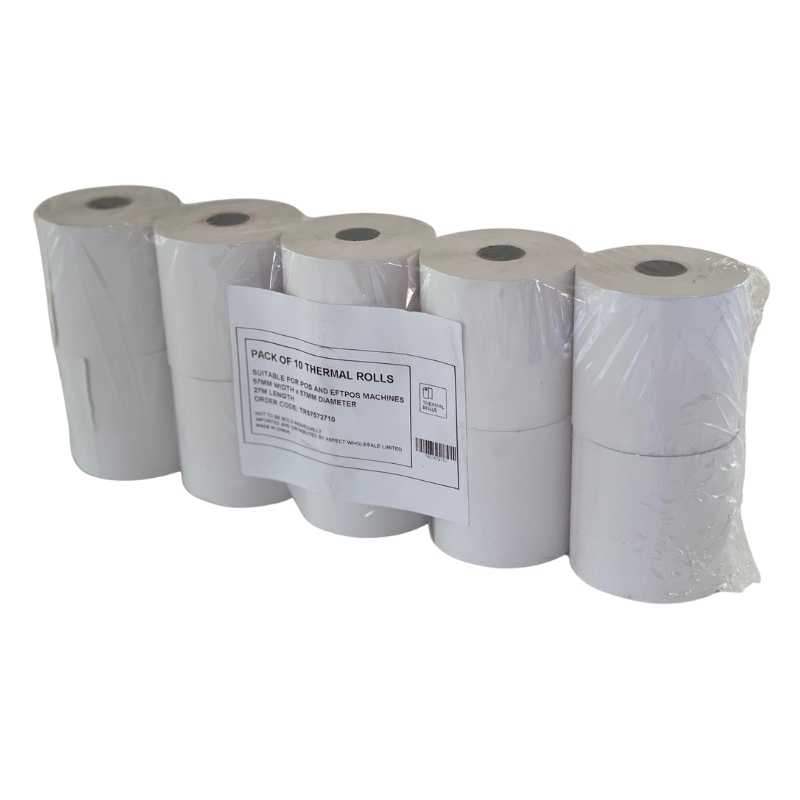 Thermal Rolls 57MM(W) X 57MM(D) X 27M Length - 10 PACK by Items Online Ltd
