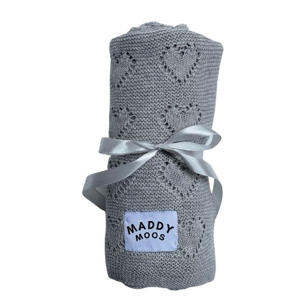 Maddy Moos Cotton Baby Blanket - Grey