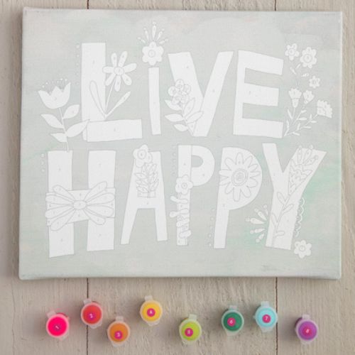 Paint by Numbers: Live Happy Canvas and Painting Set by Natural Life
