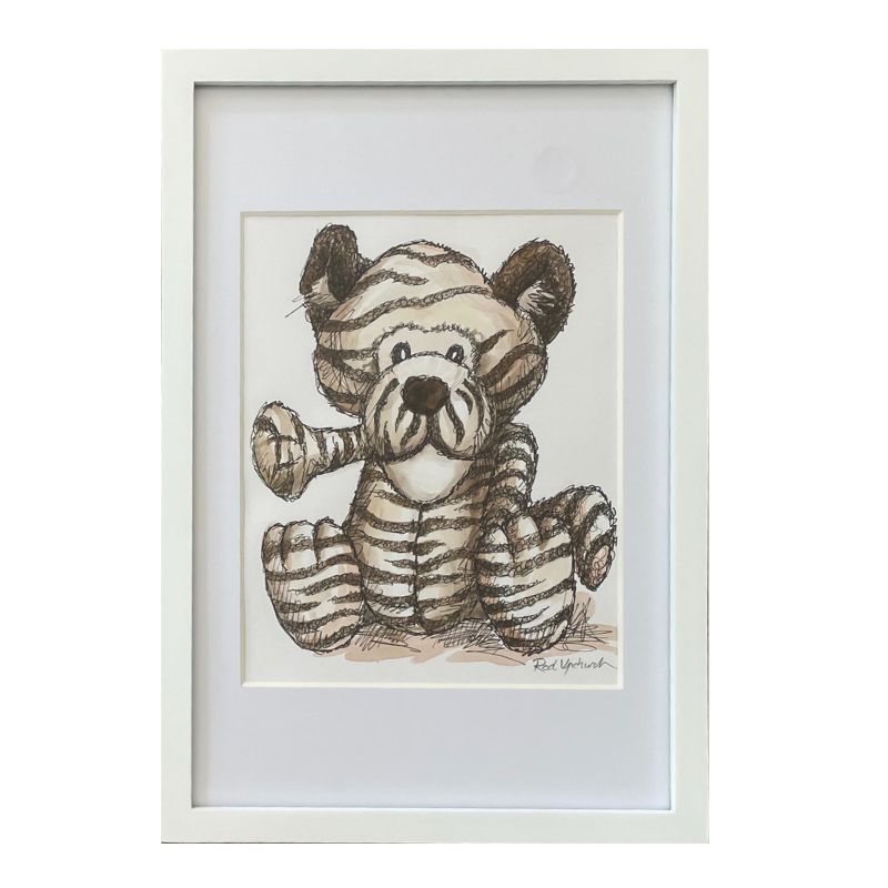 Top-notch Tiger: Framed Original Doodle Artwork by New Zealand Artist Rod Upchurch