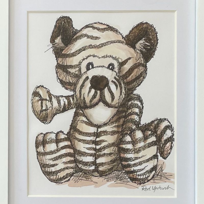 Top-notch Tiger: Framed Original Doodle Artwork by New Zealand Artist Rod Upchurch