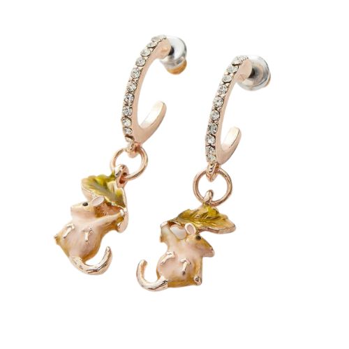 Enamel Dormouse Hoop Earrings by Fable England