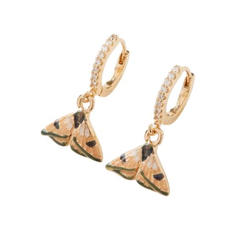 Enamel Moth Huggie Earrings by Fable England